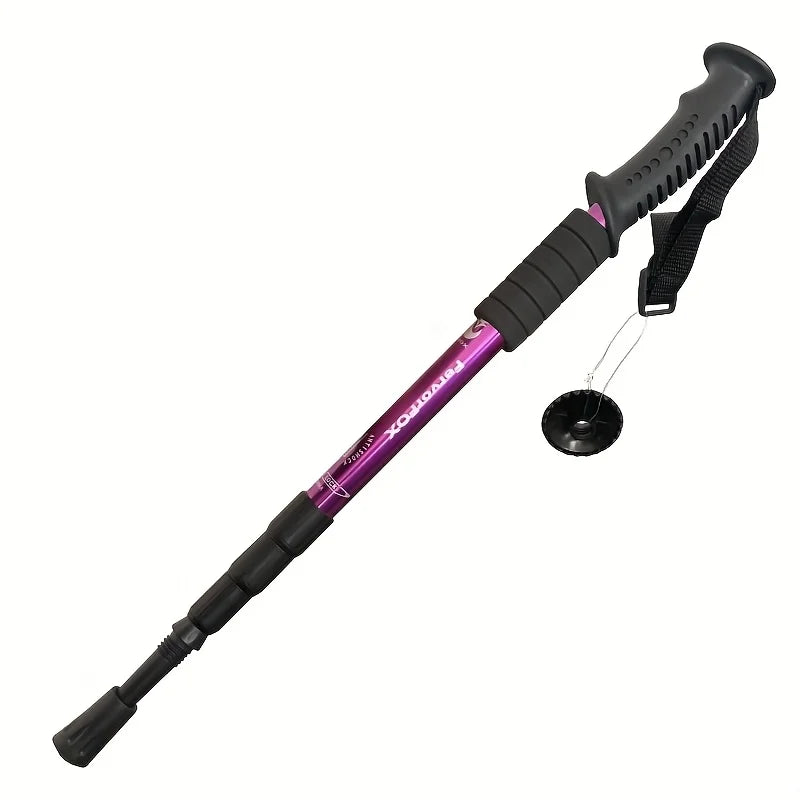 Black and purple hiking pole on a white background - offered by the best outdoor gear store in America, The Adirondack Tool Co.