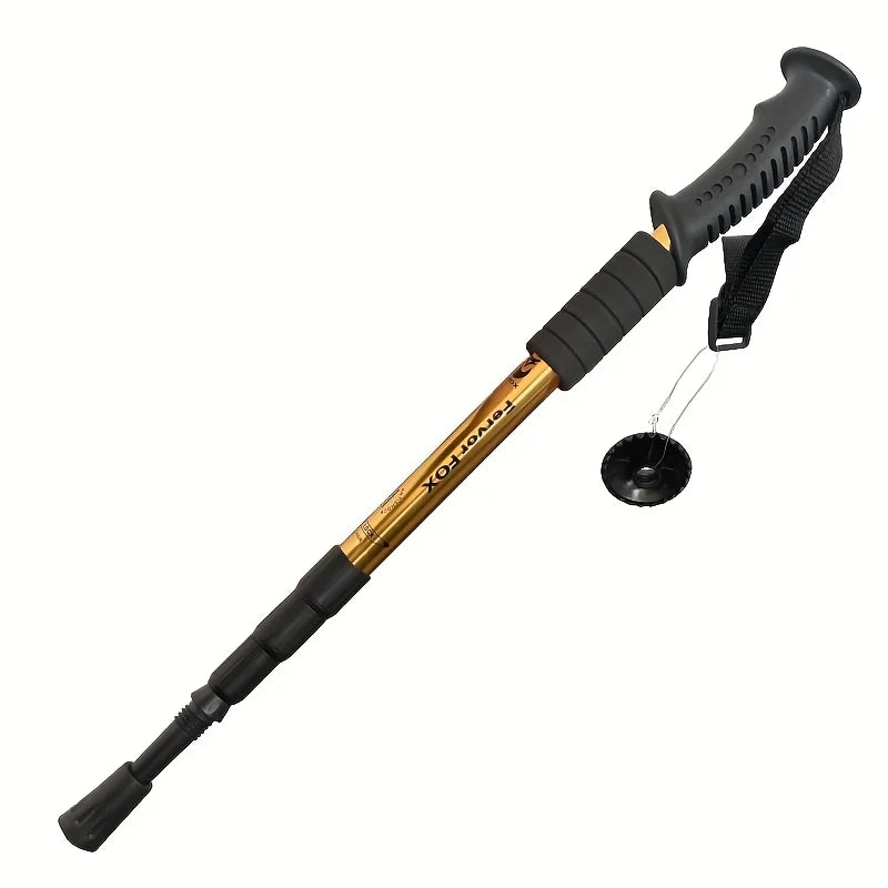 Black and gold hiking pole on a white background - offered by the best outdoor gear store in America, The Adirondack Tool Co.
