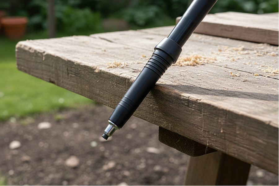 The steel tip of a hiking pole offered by the best hiking store in Massachusetts, The Adirondack Tool Co.