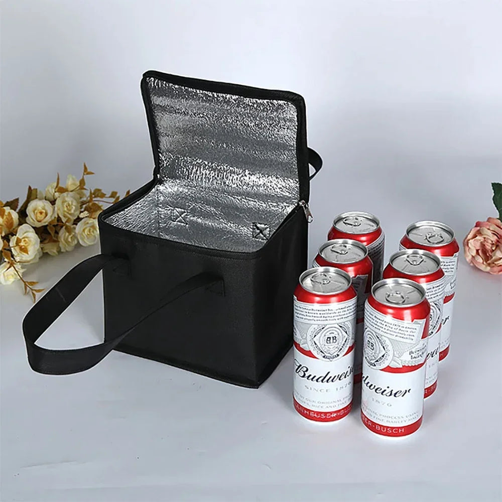 Black insulated cooler bag with Budweiser cans on a white background - offered by the most reliable camping, hiking, and climbing gear store in the New England region, The Adirondack Tool Co.