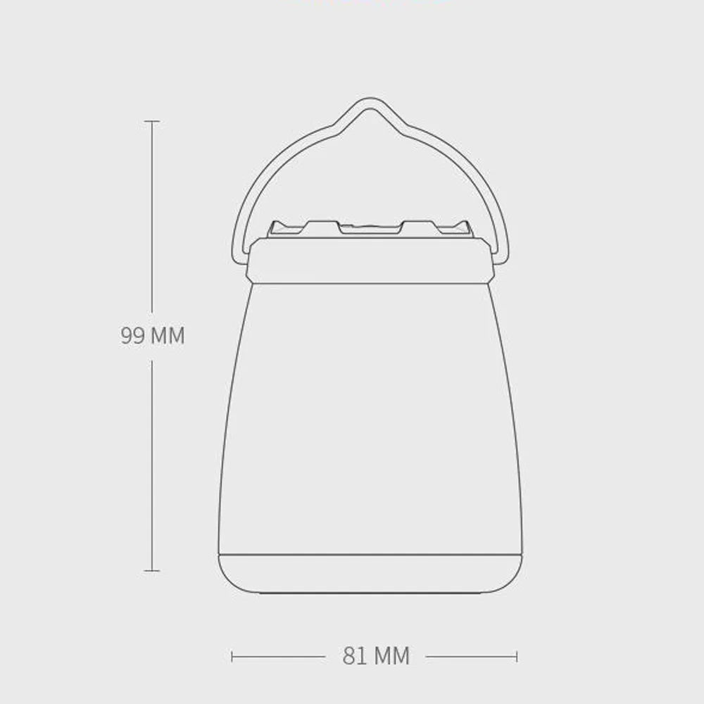 Dimensions of a rechargeable LED Camping lantern on a white background  - offered by the most experienced hiking gear store in the Northeast, The Adirondack Tool Co.