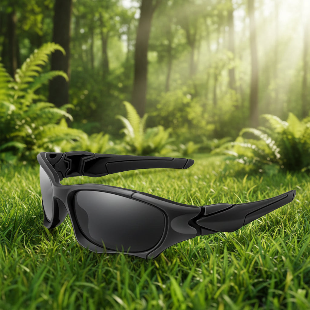 Black sunglasses with black lenses from Lois Ruby in an outdoor setting - offered by the best outdoor gear store on the east coast of the United States, The Adirondack Tool Co.