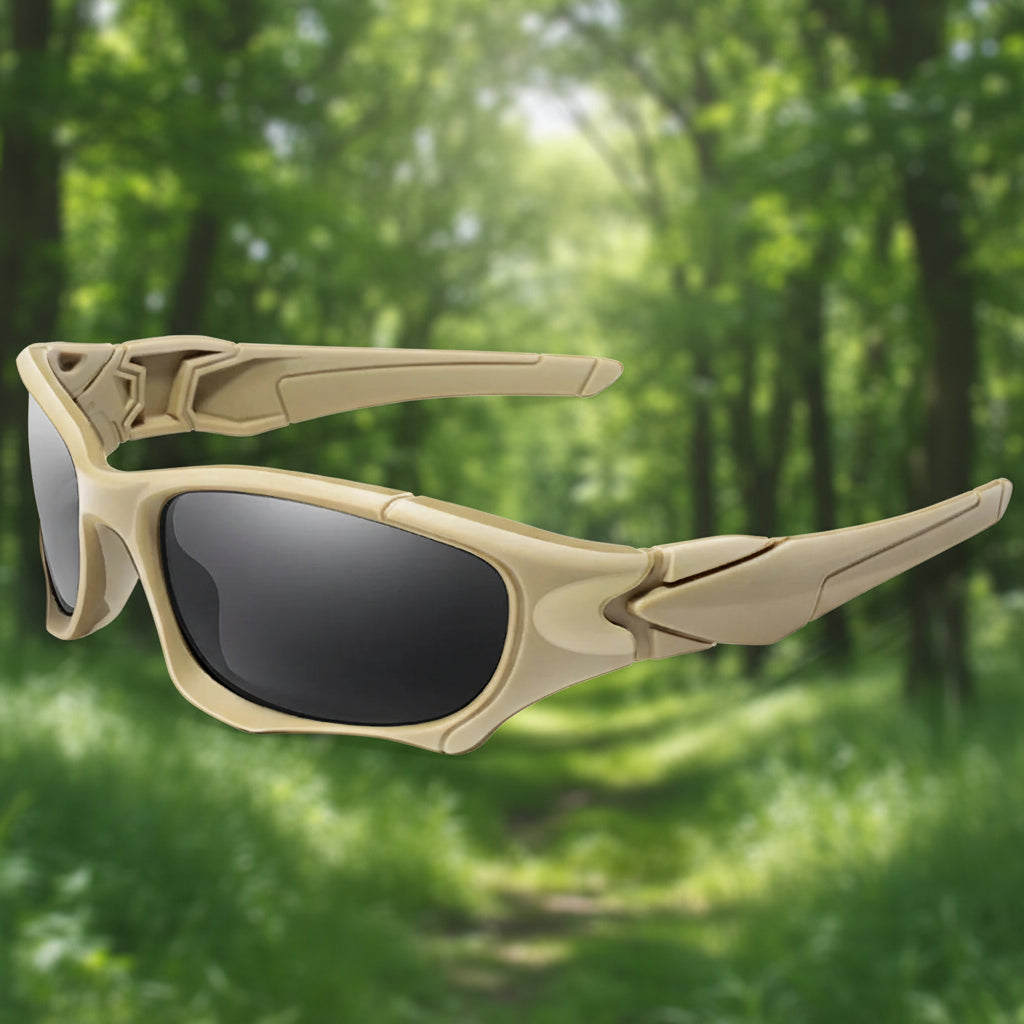 Tan sunglasses with black lenses from Lois Ruby in an outdoor setting - offered by the best outdoor gear store on the east coast of the United States, The Adirondack Tool Co.