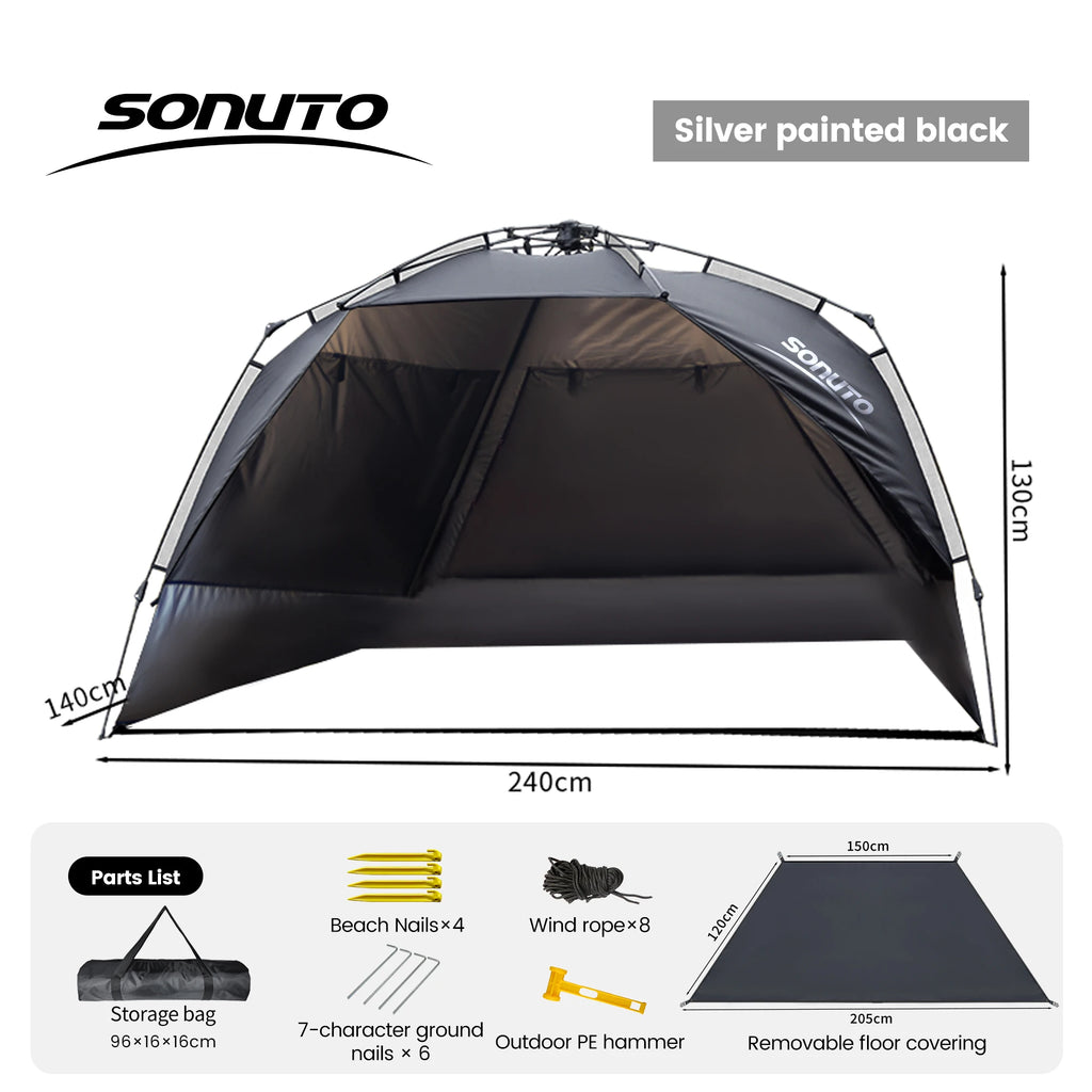 Portable 2-person open-tent along with its included items on a white background - offered by the most credible hiking and gear store in the tri-state region, The Adirondack Tool Co.