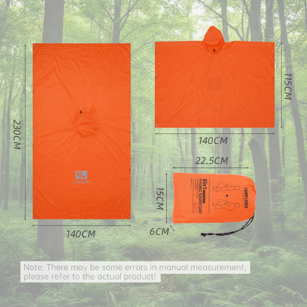 Orange poncho with measurements