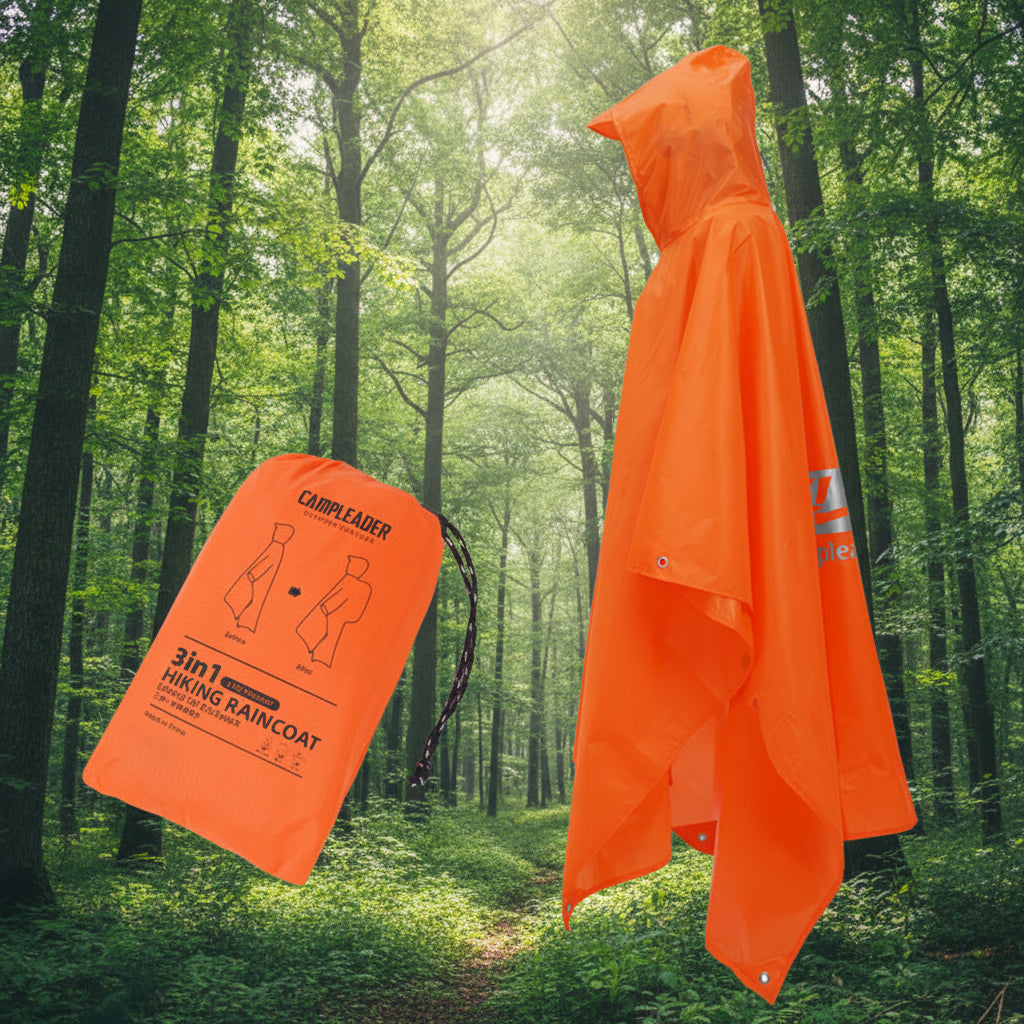 Orange raincoat/poncho with packaging