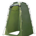 Green privacy tent with black poles and straps on a white background - offered by the best outdoor gear company in New York, The Adirondack Tool Co.