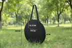 Black privacy tent carrying bag with measurements on a white background - offered by the best outdoor gear company in New York, The Adirondack Tool Co.