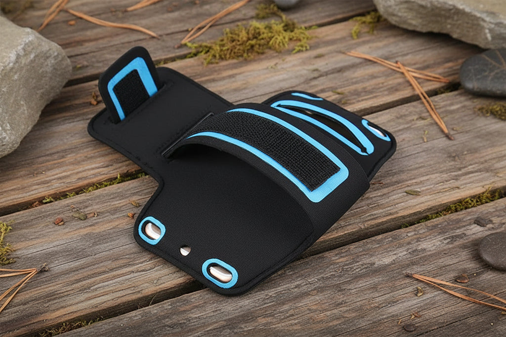 Black and blue wrist support brace on a white background - Offered by The Adirondack Tool Co.