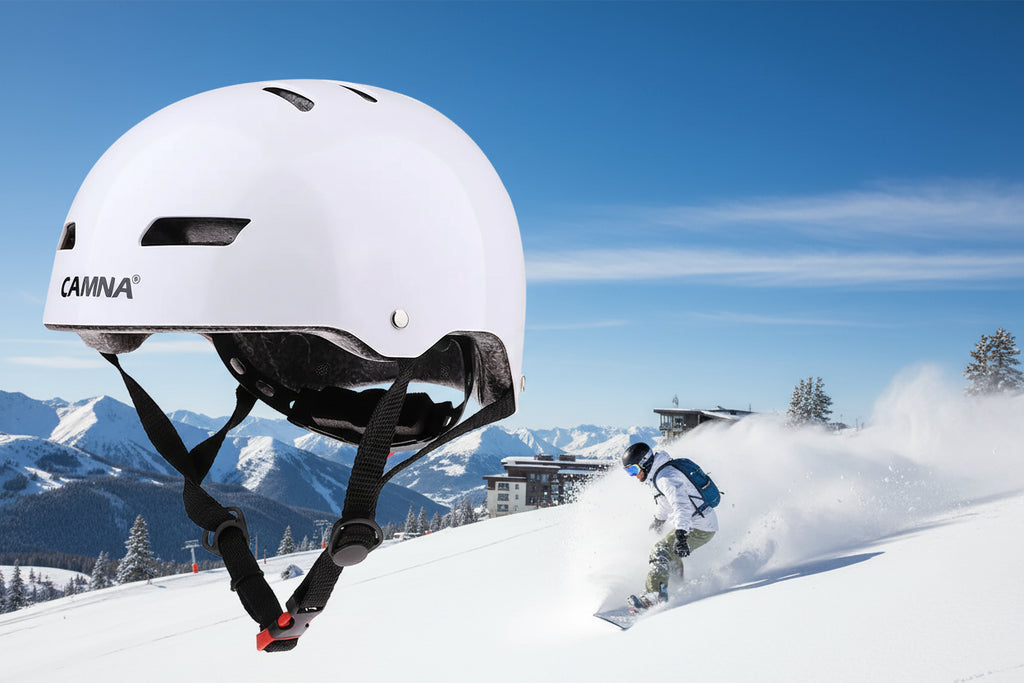 White sports helmet on an outdoor background - offered by the best outdoor sports gear store in Massachusetts, The Adirondack Tool Co.