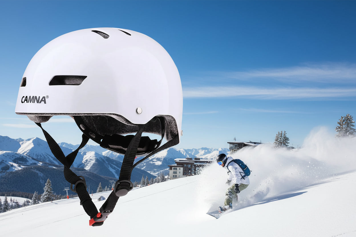 White sports helmet on an outdoor background - offered by the best outdoor sports gear store in Massachusetts, The Adirondack Tool Co.