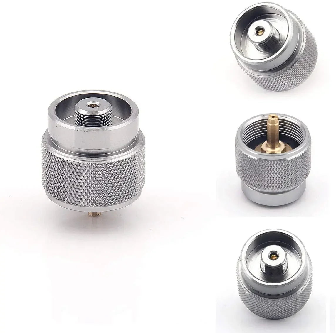 Four Butane / Propane Tank Valve Conversion Heads, offered by the Northeast's premier outdoor gear provider, The Adirondack Tool Co.