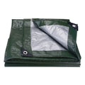 Green and silver tarp with grommets on a white background - offered by the best hiking and camping gear provider in the Northeast, The Adirondack Tool Co.