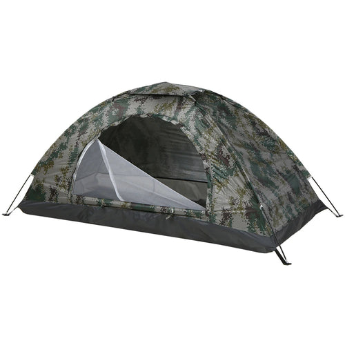 Camouflage-patterned tent with 'TOMSHOO' branding on a white background - offered by the best gear provider in Boston, The Adirondack Tool Co. 