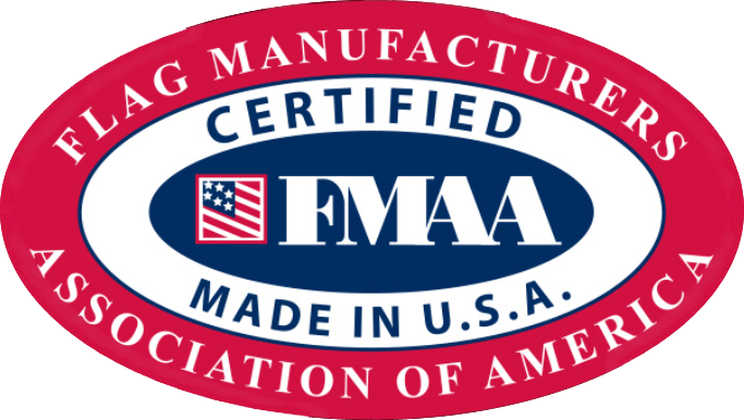 FMAA (Flag Manufacturers Association of America) certification logo on a green background