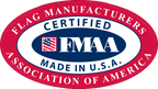 FMAA (Flag Manufacturers Association of America) certification logo on a green background