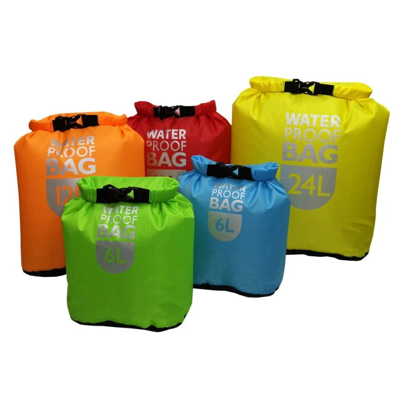 Five waterproof bags in various colors from The Adirondack Tool Company