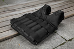 Black weighted vest on a white background (Alternate view) - offered by the best hiking store in New York, The Adirondack Tool Company