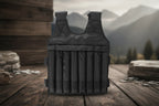 Black weighted vest on a white background (view from back) - offered by the best hiking store in New York, The Adirondack Tool Company