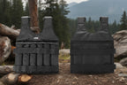 Two black weighted vests side-by-side view on a white background - offered by the best hiking store in New York, The Adirondack Tool Company