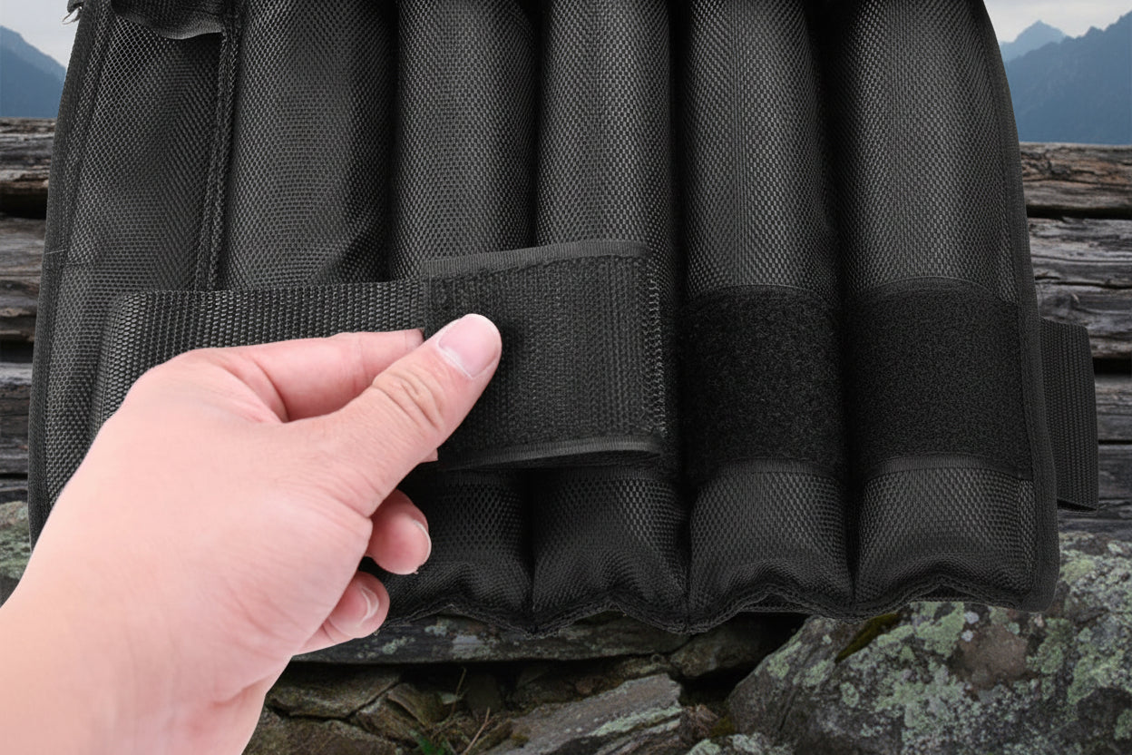 Black velcro strap to stabilize weights on a white background - offered by the best hiking store in New York, The Adirondack Tool Company