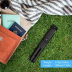 Black selfie stick in compact form with length and weight details - offered by the best outdoor gear store in Massachusetts, The Adirondack Tool Co.