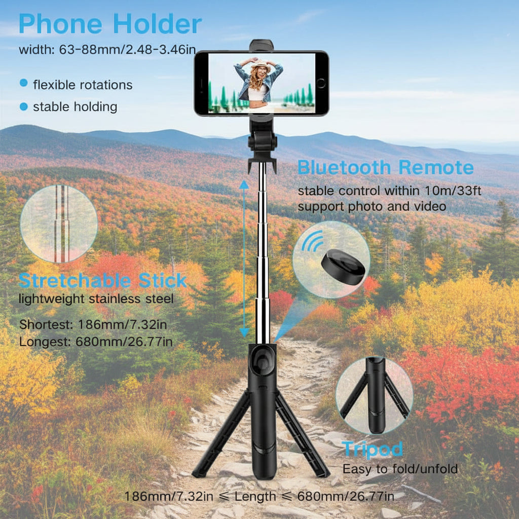 Selfie stick tripod with features - offered by the best outdoor gear store in Massachusetts, The Adirondack Tool Co.