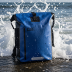 Blue backpack with black accents and 'COR' branding