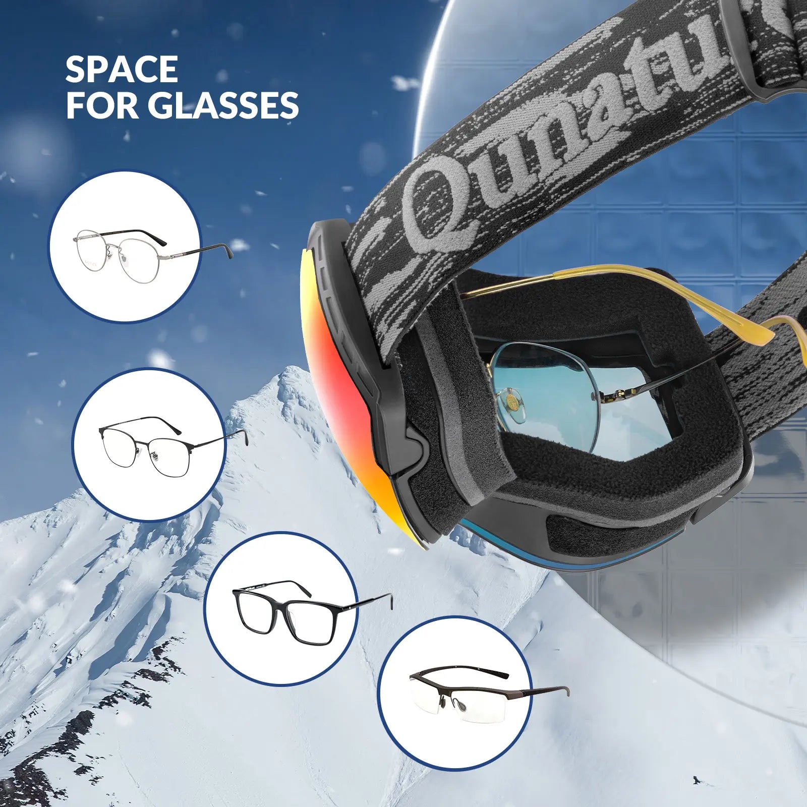 Anti-Fog Ski Goggles Double-Layer UV400 Protection Lenses for Clear View