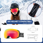 Anti-Fog Ski Goggles Double-Layer UV400 Protection Lenses for Clear View