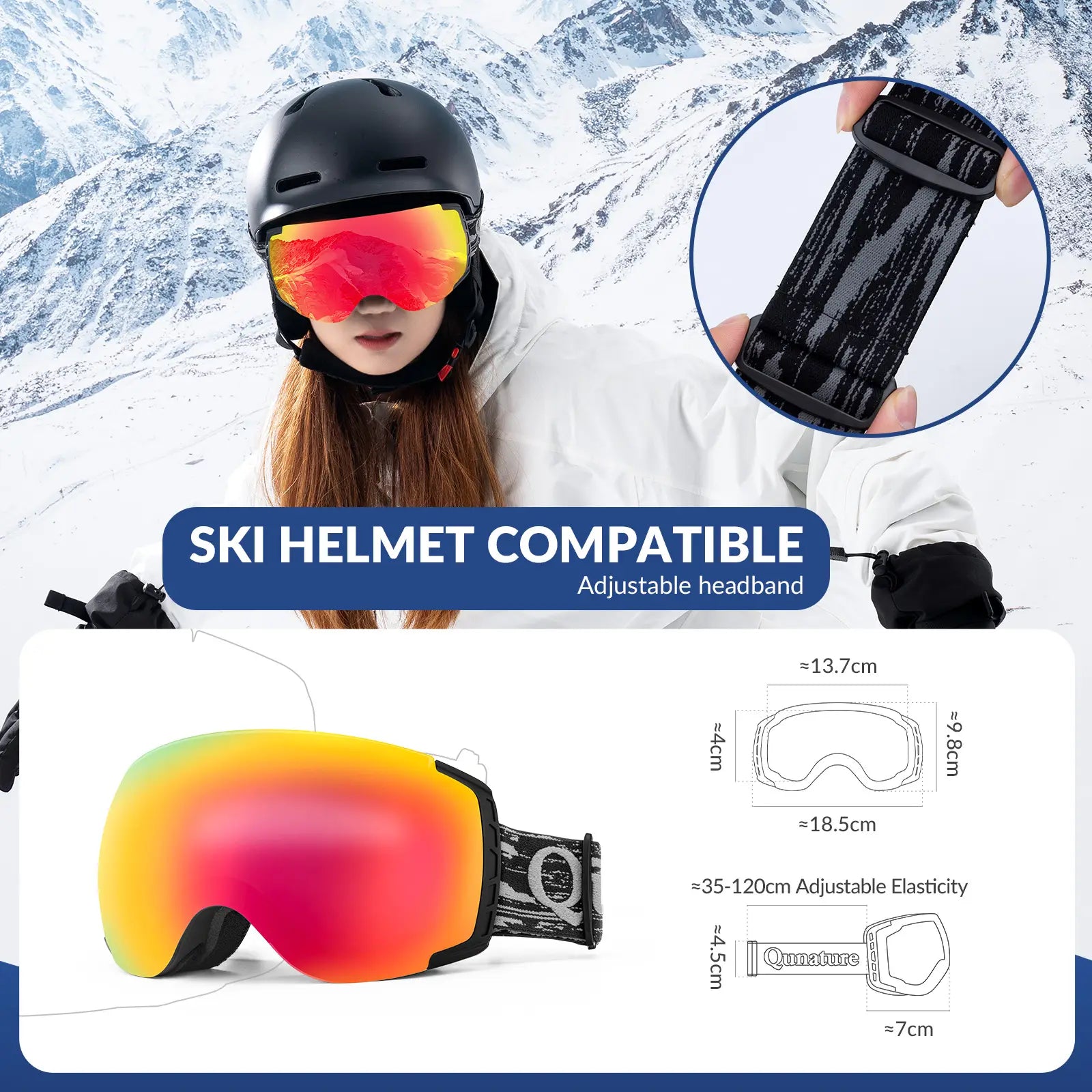 Anti-Fog Ski Goggles Double-Layer UV400 Protection Lenses for Clear View