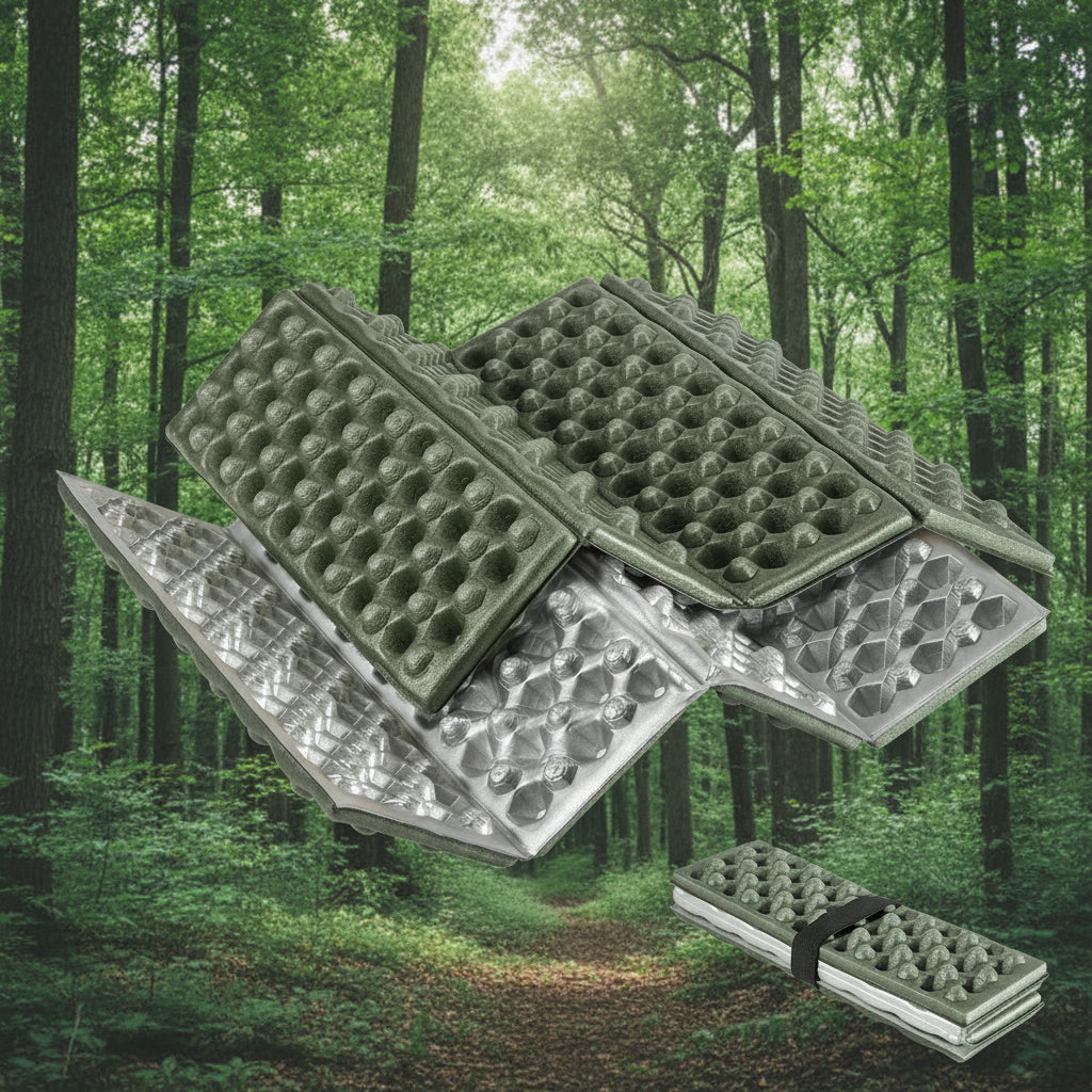 Set of green and clear foam sleeping pads