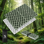 Green camping mattress with measurement details and a black storage bag