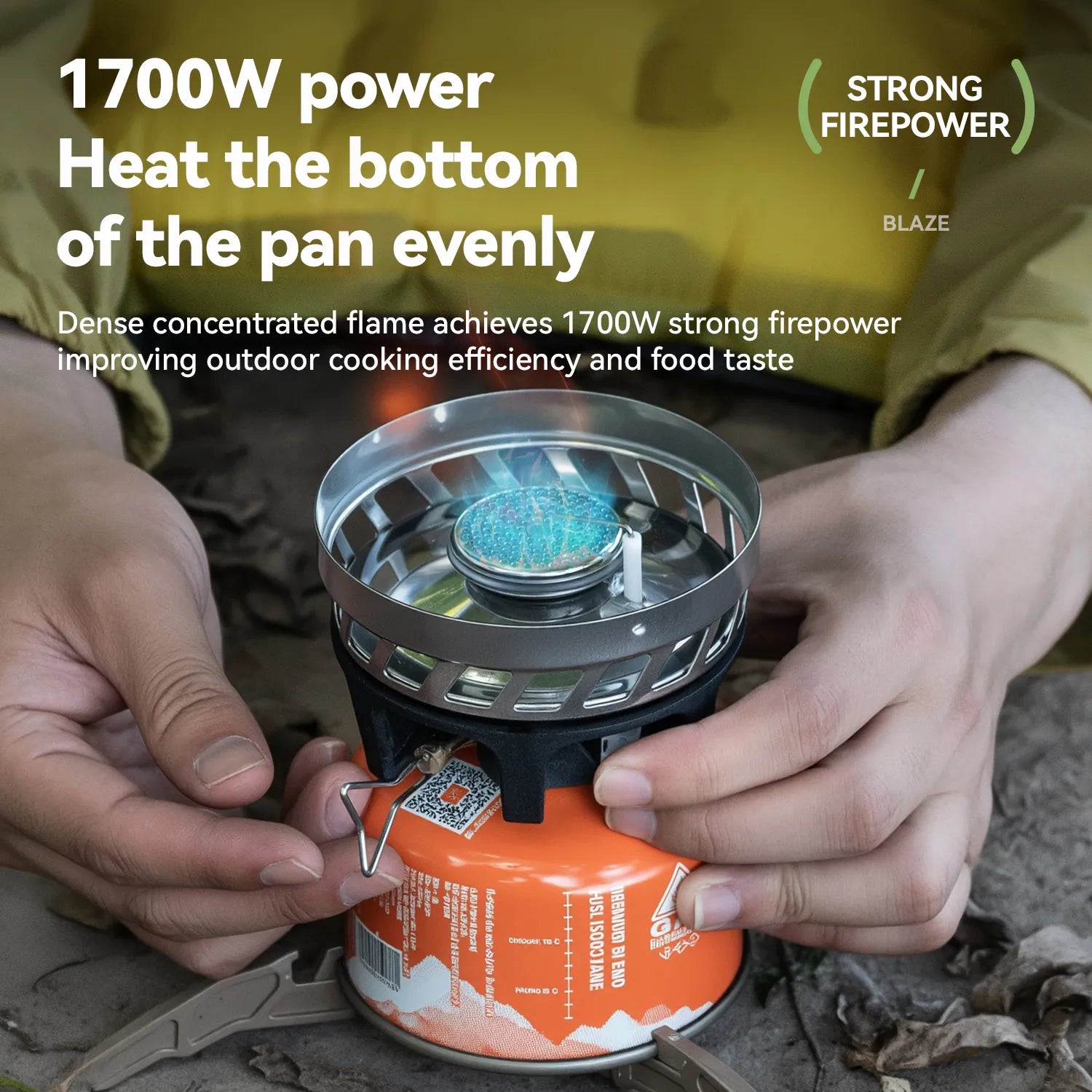 Person using a portable stove with a focus on fire power and outdoor cooking - offered by the best camping gear store in Pennsylvania, The Adirondack Tool Co.