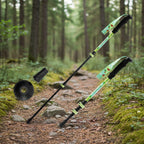 Two hiking poles with green camouflage patterns on a white background - offered by the best outdoor gear store in New York, The Adirondack Tool Co.