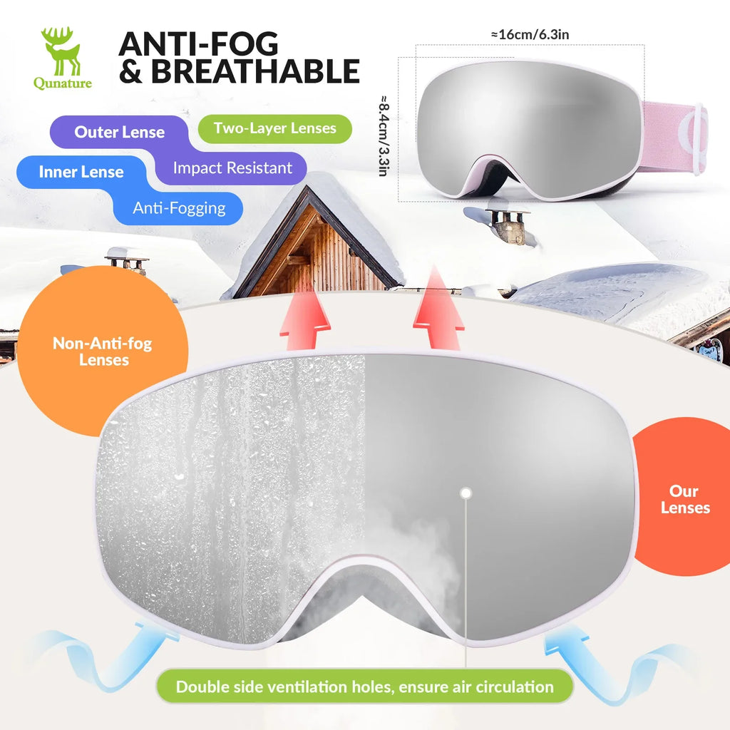 Ski goggles with anti-fog and breathable features, showing different lenses and design elements - offered by the best outdoor gear store in Pennsylvania, The ADK Tool Co.