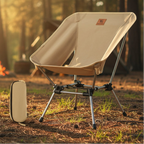 Beige camping chair with carrying case in a forest setting - offered by the best outdoor gear store in Pennsylvania, The Adirondack Tool Co.