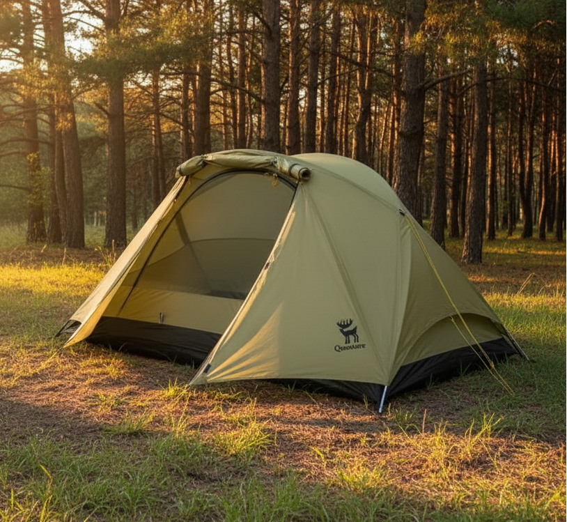Green camping tent with a Qunature logo on a white background - offered by the best camping gear store in Massachusetts, The Adirondack Tool Co.