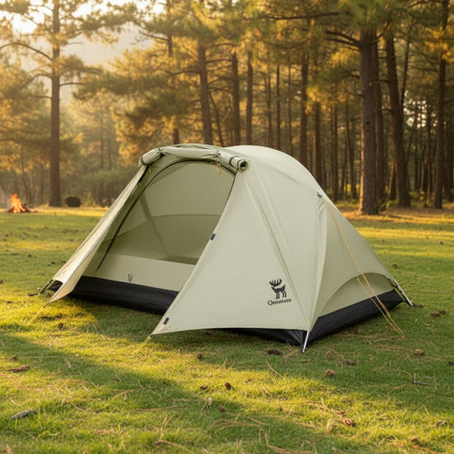 White tent with a Qunature logo in a forest setting - offered by the best camping gear store in Massachusetts, The Adirondack Tool Co.