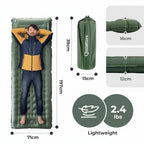 Inflatable camping mattress with dimensions, weight, and features displayed - offered by the best outdoor gear store and hiking guide service in New York, The Adirondack Tool Co.