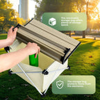 Portable folding table with storage bag in a park setting - offered by the best outdoor gear store on the U.S. east coast, The Adirondack Tool Co.