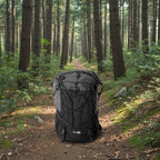 Black backpack with grid pattern