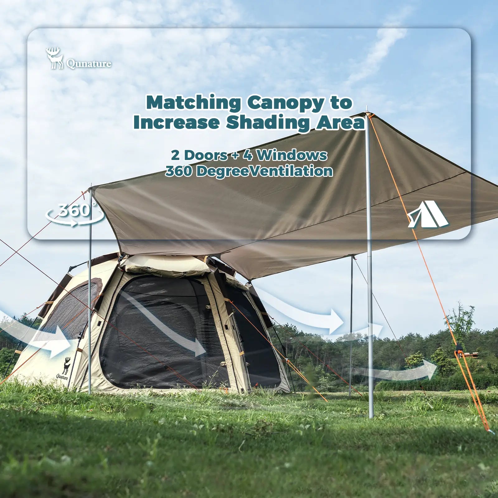 Camping tent with matching canopy in an outdoor setting - offered by the best outdoor gear store in New York, The ADK Tool Co.