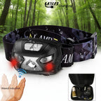 Headlamp with USB charging feature and induction control