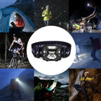 Headlamp with various outdoor activities in the background