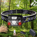 Headlamp with accessories on a white background