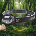 Black headlamp with visible branding