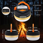 Camping lantern with labeled parts and dimensions