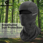 Black camouflage balaclava with features on an outdoor background - offered by the best hiking gear store in the northeast, The Adirondack Tool Co.