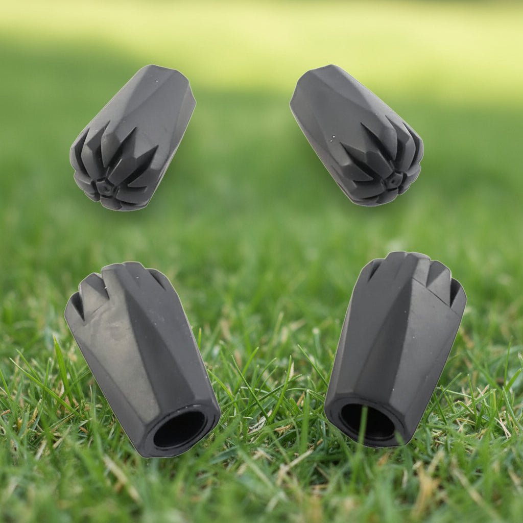 4 black rubber hiking pole tips from York Nordic, offered by the best hiking gear store in the northeast, The Adirondack Tool Co.
